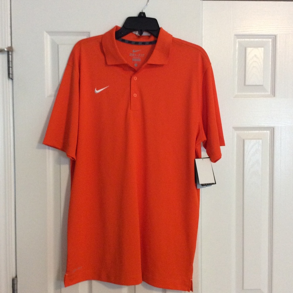 Nike Men’s Orange Dri Fit Golf Shirt Size Large NWT